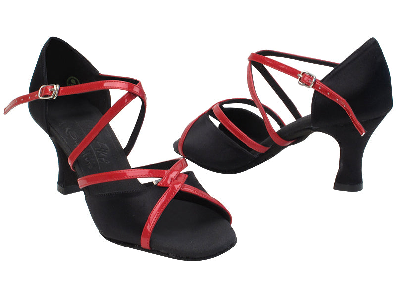 S92318 83 Black Satin_264 Red Patent PU Trim with 2.5" PG Heel in the photo