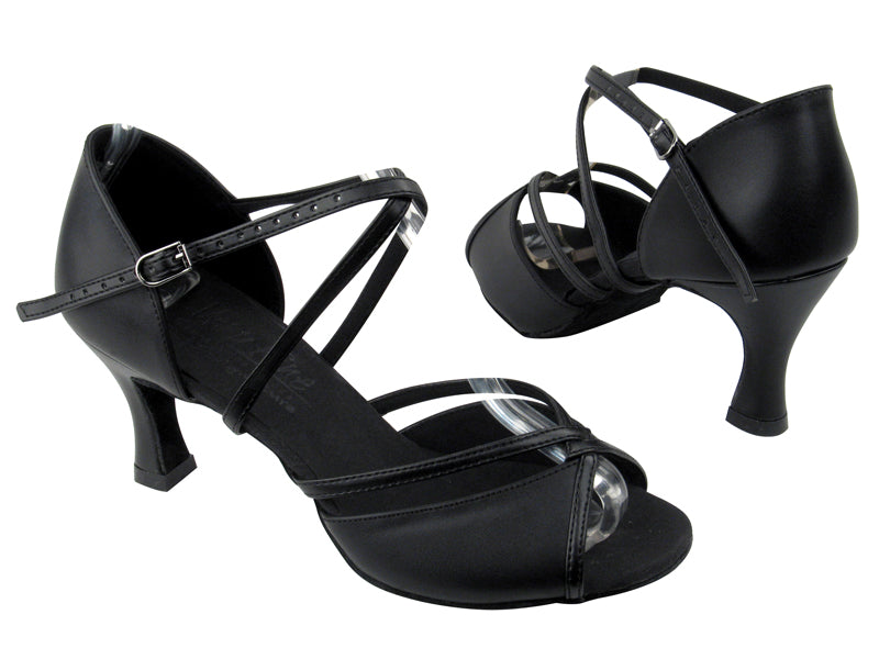 S92318 Black Leather with 3" Flare heel in the photo