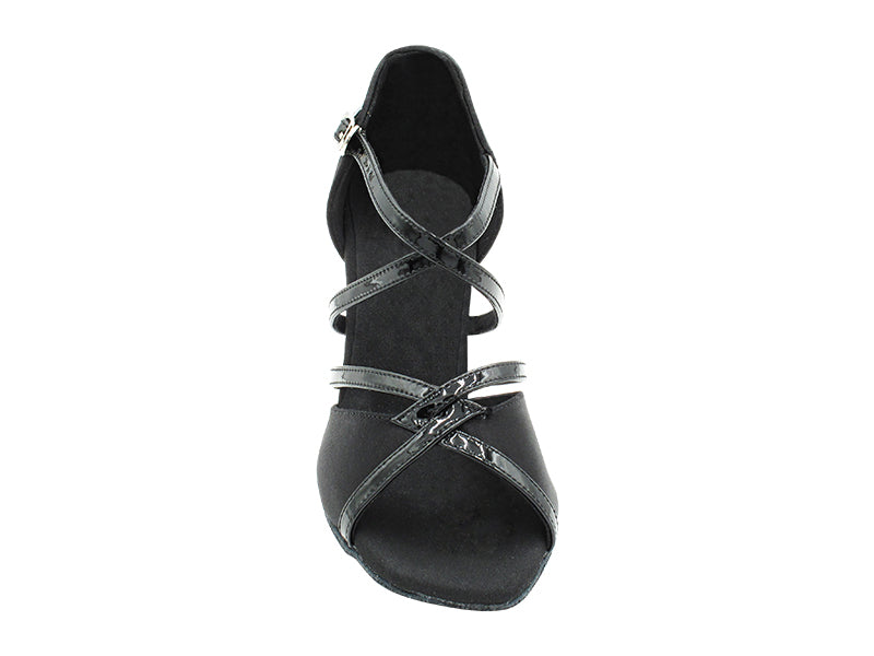S92318 Black Satin_Black Patent Trim with 3" Flare Heel (YQG) in the photo