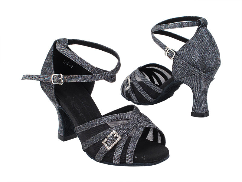 S92327 285 Black Glitter Satin_Black Mesh