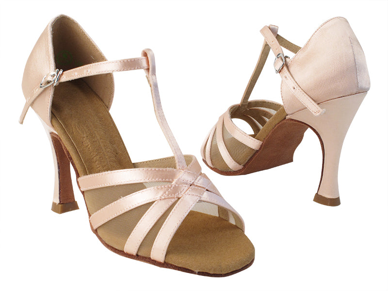 S9235 215 Flesh Satin_Flesh Mesh with YTG_1173_3.5 inch Heel in the photo