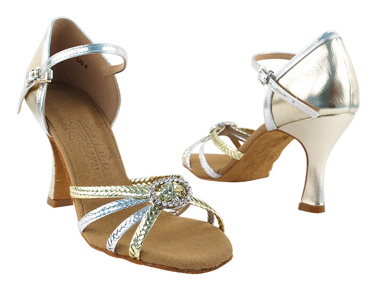 S9282 Gold & Silver Braid with 3" Flare heel in the photo