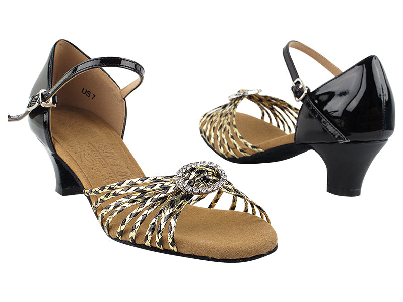 S9283 Black & Gold Braid with 1.2" cuban heel in the photo