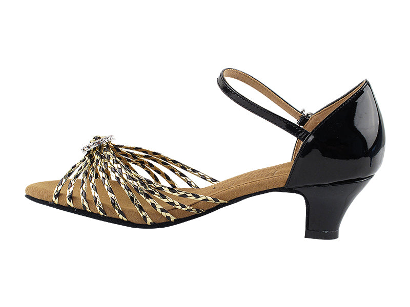 S9283 Black & Gold Braid & Cuban Heel