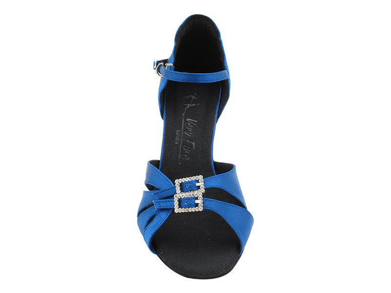 SERA1131 114 Dark Blue Satin_Black Patent Heel with 3 inch Slim Heel (6646) in the photo