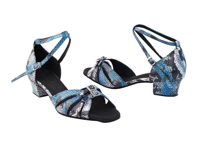 SERA1131 268 Blue White Snake PU_SERA1137 BackStrap with 1.5" medium heel in the photo