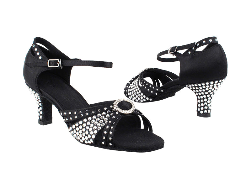 SERA1154 Black Satin with enhanced rhinestone design