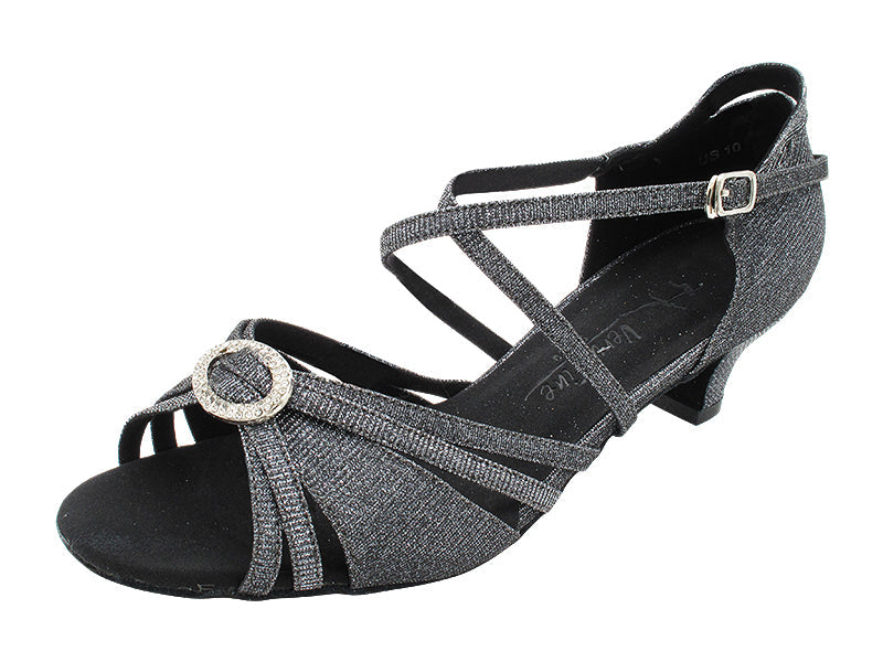 SERA1154X 285 Black Glitter Satin with 1.2" Cuban Heel (CI) in the photo