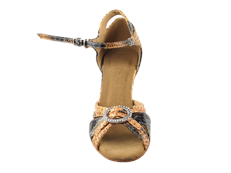 SERA1154 Black & Orange Snake with 3" heel in the photo