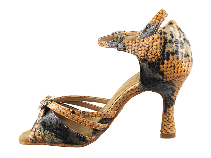 SERA1154 Black & Orange Snake with 3" heel in the photo