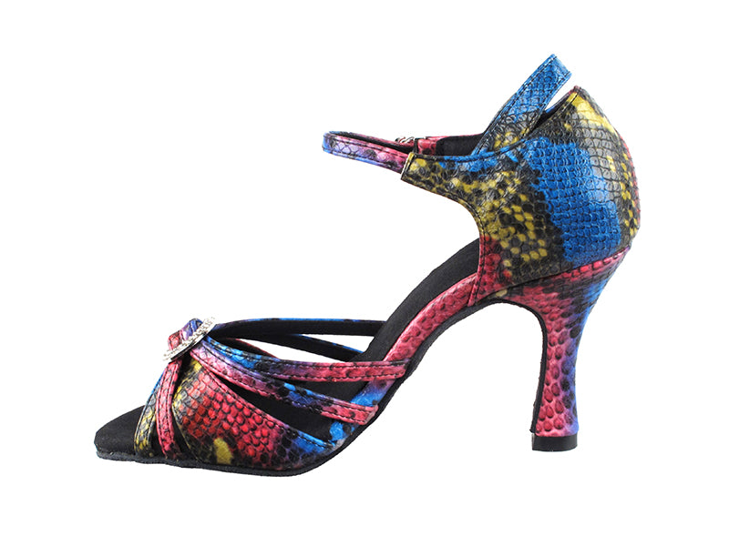 SERA1154 Pink & Blue Snake with 3" heel in the photo