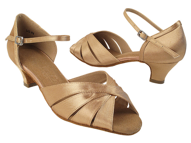 SERA1311 77 Beige Satin with 1.3 inch Cuban Heel in the photo