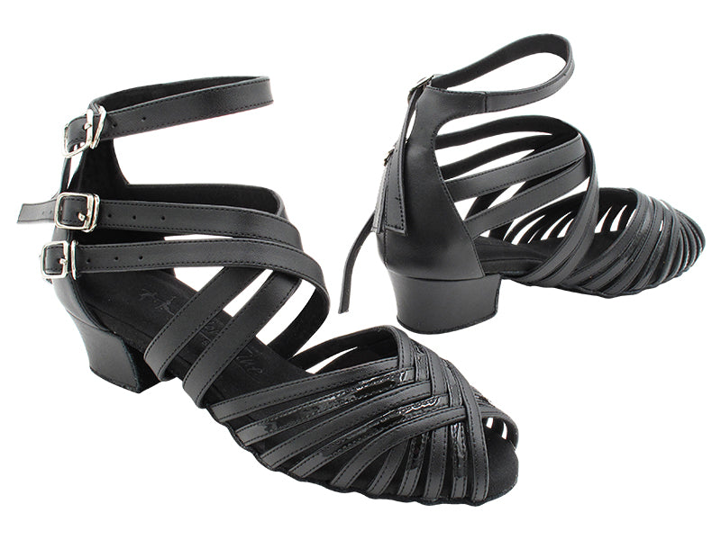 SERA1388B Black Leather_Black Patent with 1.5" Medium Heel (NTD) in the photo