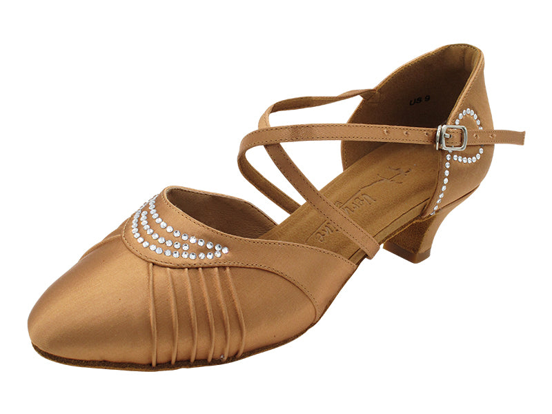 SERA1397X Tan Satin with 1.2" Cuban Heel (CI) in the photo
