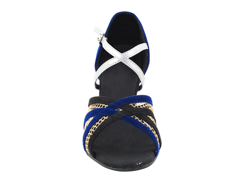 SERA1605 307 Black Oxford Nubuck_H_252 Blue Velvet_B_304 Light Silver Leather Strap_503 Brown Mesh with 2.5" Heel (2040) in the photo