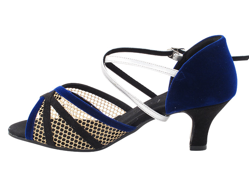 SERA1605 307 Black Oxford Nubuck_H_252 Blue Velvet_B_304 Light Silver Leather Strap_503 Brown Mesh with 2.5" Heel (2040) in the photo