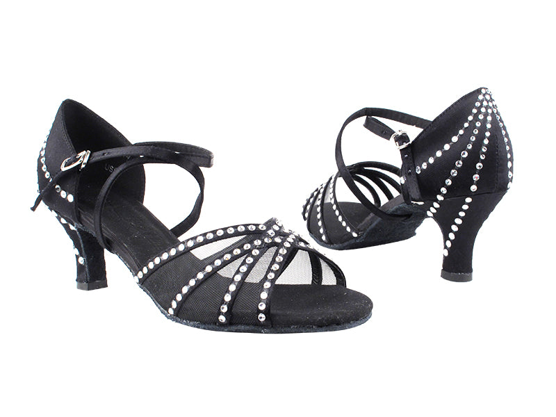 SERA1605 Black Satin with enhanced rhinestone design