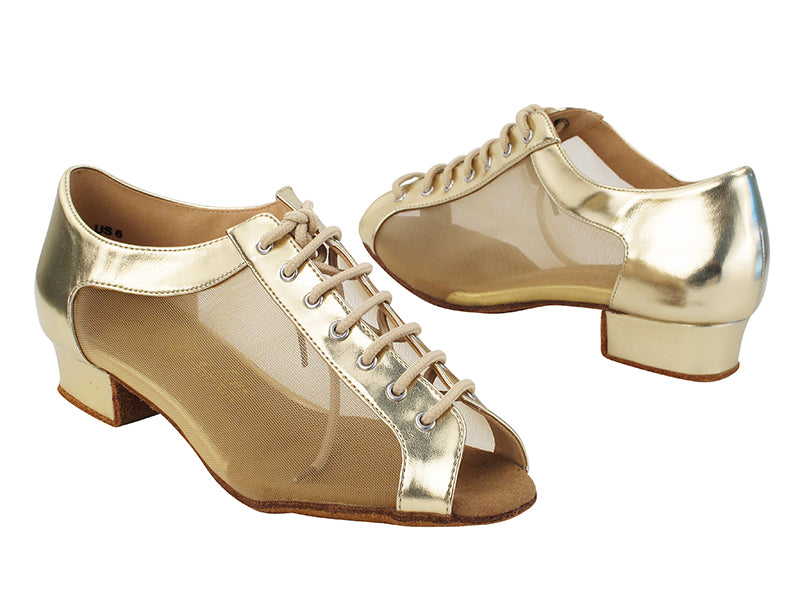 SERA1643FT 51 Light Gold PU_Flesh Mesh with Women 1" Heel (8881) in the photo