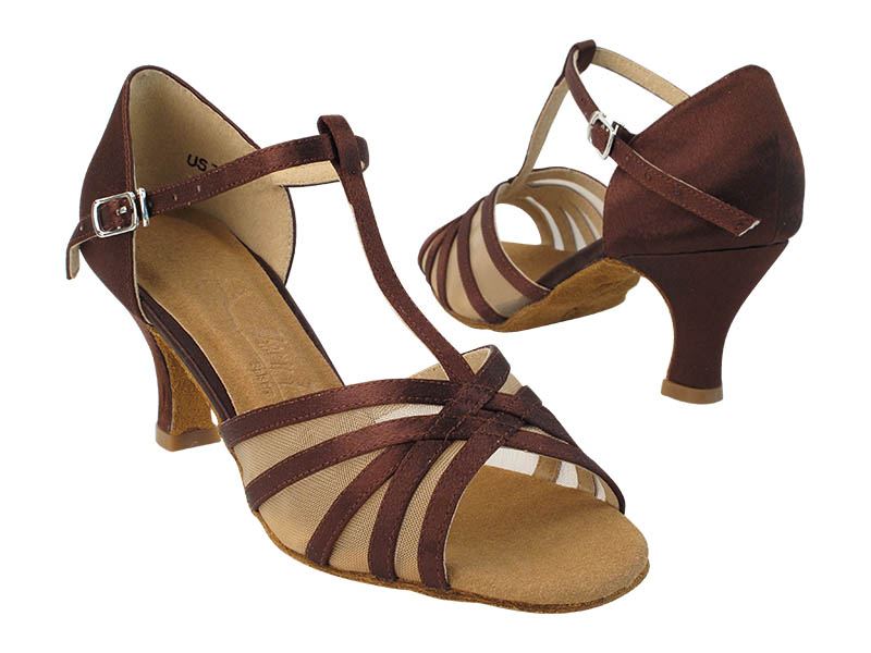 SERA16612 82 Dark Coffee Satin_Flesh Mesh with 2040_2.5 inch Heel in the photo