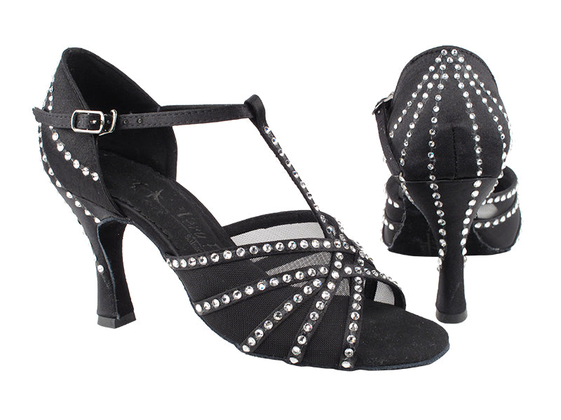 SERA16612 Black Satin with enhanced rhinestone design