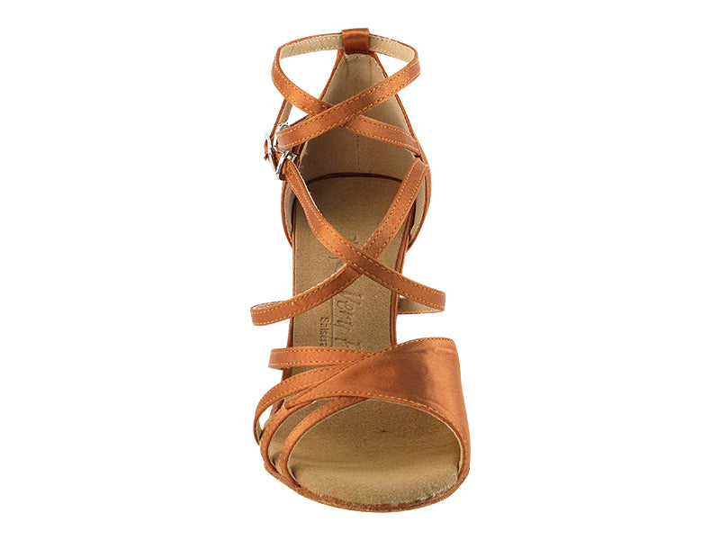 SERA1662b Dark Tan Satin with 3" heel in the photo