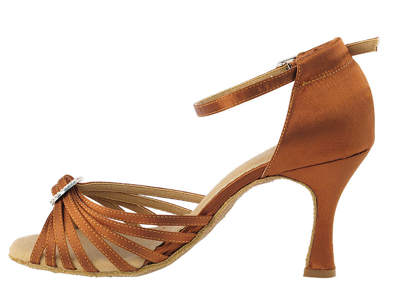 SERA1671b Dark Tan Satin with 3" heel in the photo