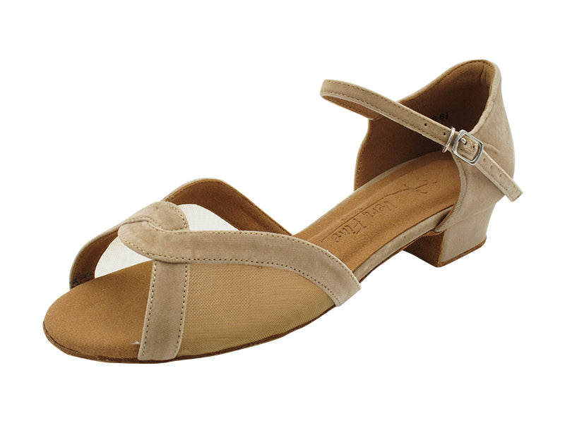 SERA1675 253 Light Tan Velvet_Flesh Mesh with 1" Heel (8881) in the photo