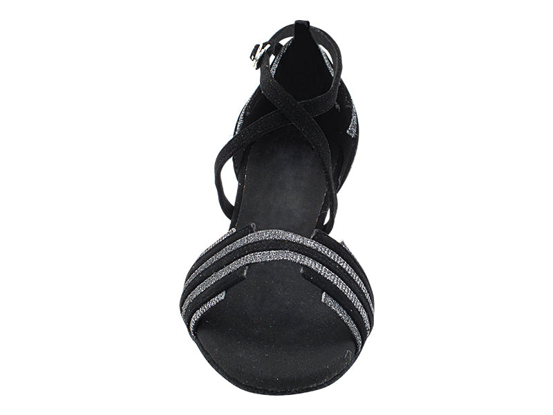 SERA1700 274 Black Nubuck_285 Black Glitter Satin with 1.2" Cuban Heel (CI) in the photo