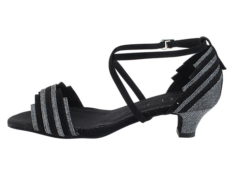 SERA1700 274 Black Nubuck_285 Black Glitter Satin with 1.2" Cuban Heel (CI) in the photo