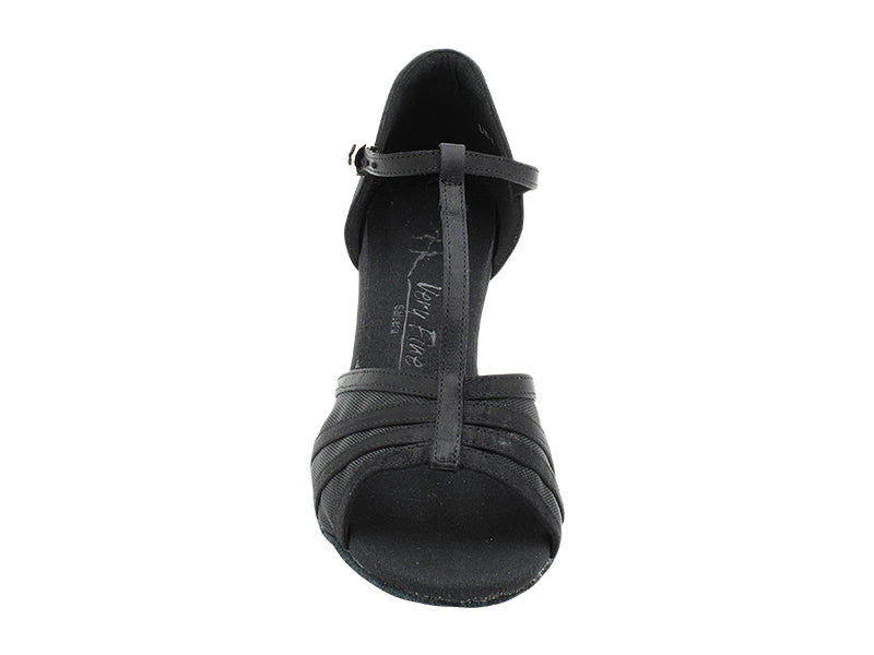 SERA1713 Black Satin & Black Mesh with 2.5" Heel (2040) in the photo