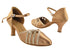 SERA3530 211 Tan Satin_008 Gold Stardust Trim_Ankle Strap Fixed with 2.5" Heel (2040) in the photo