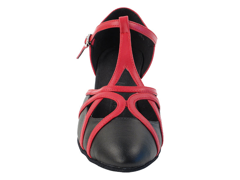SERA3541 Black Leather_Red Leather Trim with (5028) 1.2" Cuban Heel in the photo