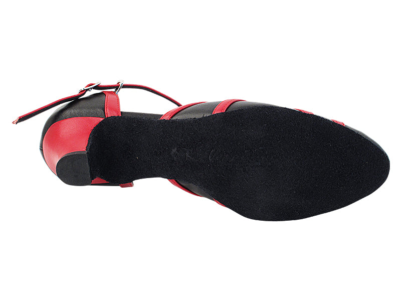 SERA3541 Black Leather_Red Leather Trim