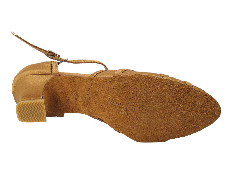 SERA3541 Brown Satin with 2.2 inch Thick Cuban Heel in the photo