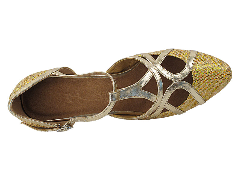 SERA3541 Gold Scale & Gold Trim with 2.2" Thick Cuban Heel in the photo