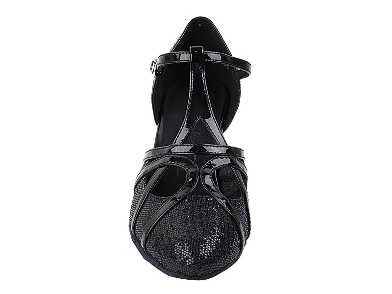 SERA3541 Black Scale & Patent Trim with 2.2" Thick Cuban Heel in the photo