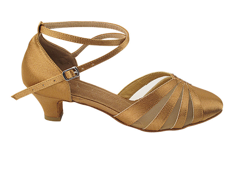 SERA3543 Brown Satin with (5028) 1.2" Cuban Heel in the photo