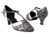 SERA3551 243 Black Snake PU_61 Silver PU Trim with 2.5" low heel in the photo