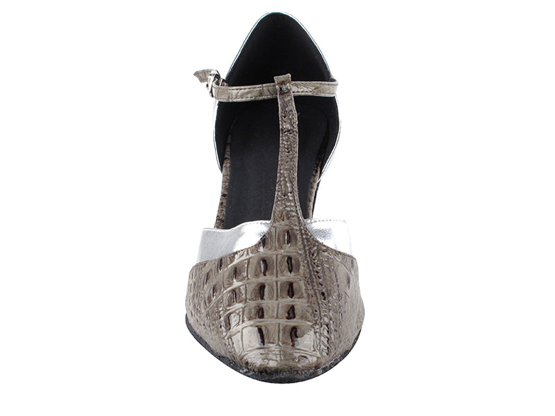 SERA3551 Grey Croc & Silver Trim with 2.5" low heel in the photo