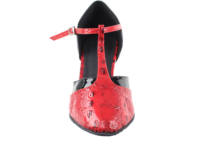 SERA3551 Red Croc & Black Trim with 2.5" low heel in the photo