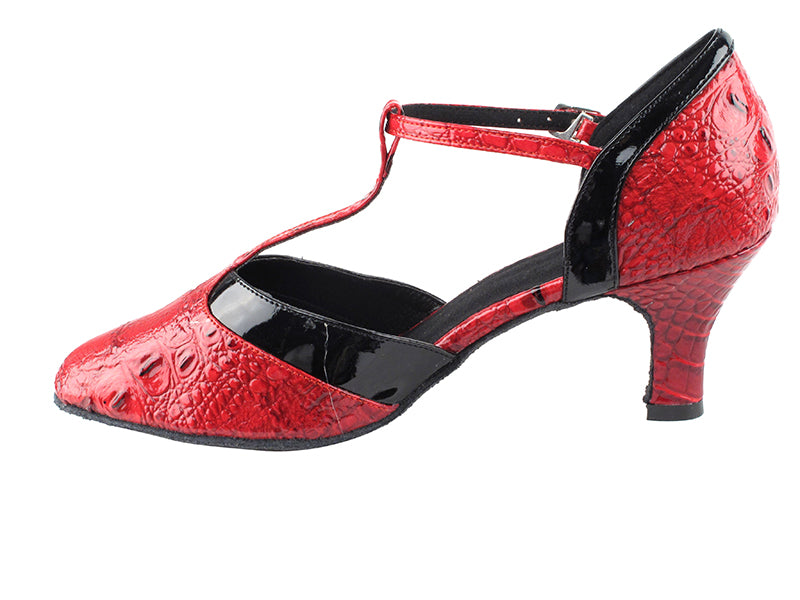 SERA3551 Red Croc & Black Trim with 2.5" low heel in the photo