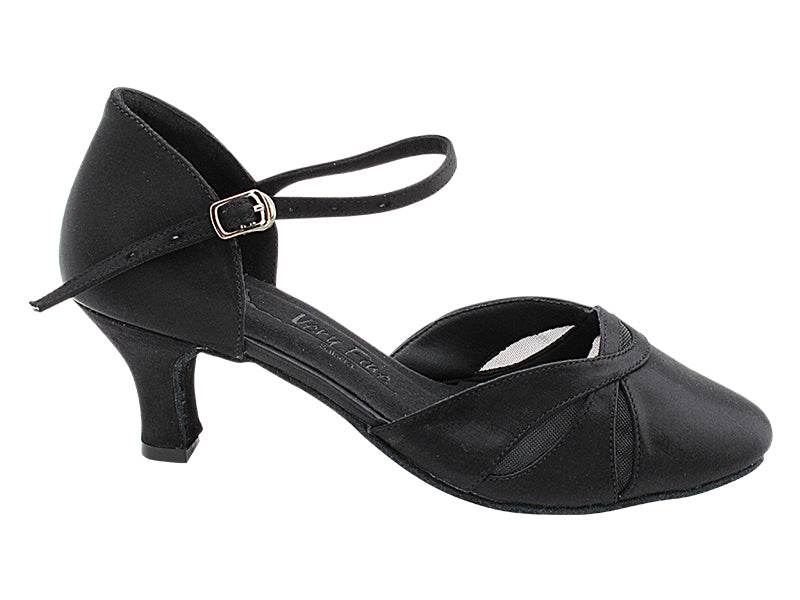 SERA3707 Black Satin & Black Mesh with 2.5" Heel (2040) in the photo