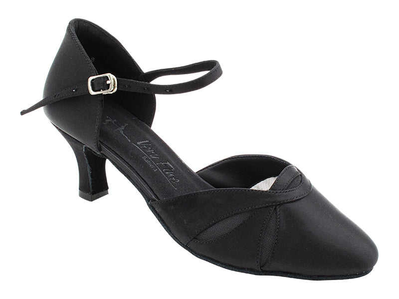 SERA3707 Black Satin & Black Mesh with 2.5" Heel (2040) in the photo