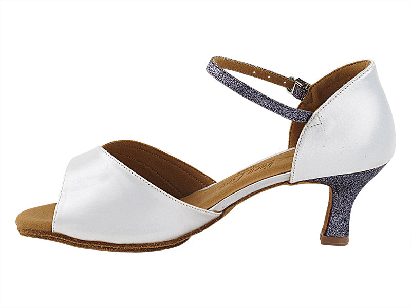 SERA3710DB 85 White Satin_F_B_Dark Blue Satin Trim_11 Grey Stardust with 2.5" Heel (2040) in the photo