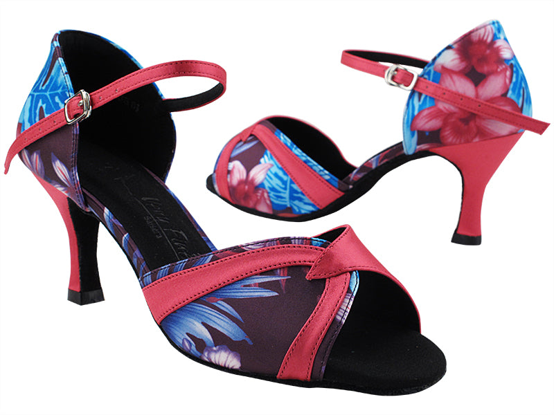 SERA3710 198 Blue Purple Flower Satin_121 Rose Satin Trim with 3" Heel (5059) in the photo