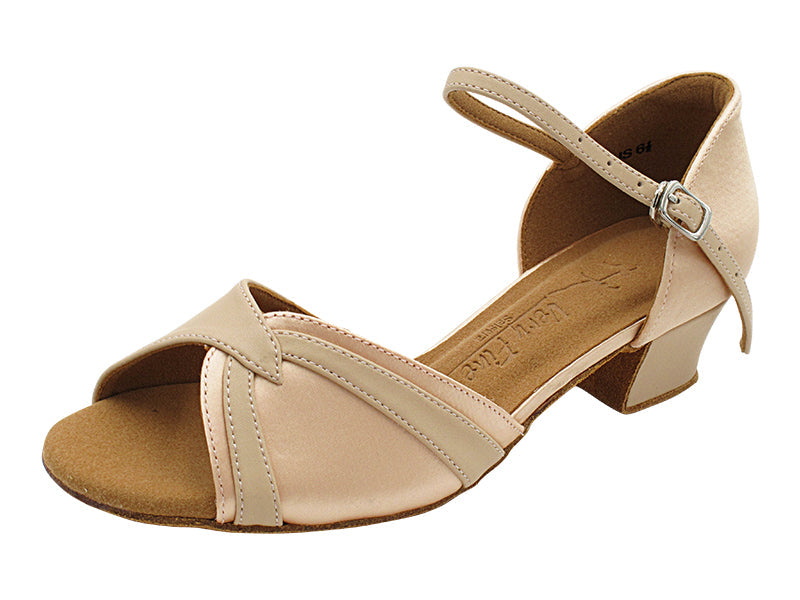 SERA3710 Flesh Satin & 302 Light Beige Leather Trim with 1.5" Medium Heel (NTD) in the photo