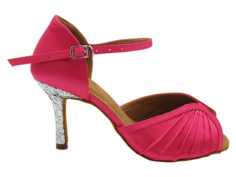 SERA3830 121 Rose Satin  with 07 Silver Sparkle 3" Slim Heel (6646) in the photo