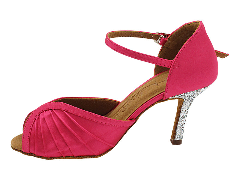 SERA3830 121 Rose Satin  with 07 Silver Sparkle 3" Slim Heel (6646) in the photo