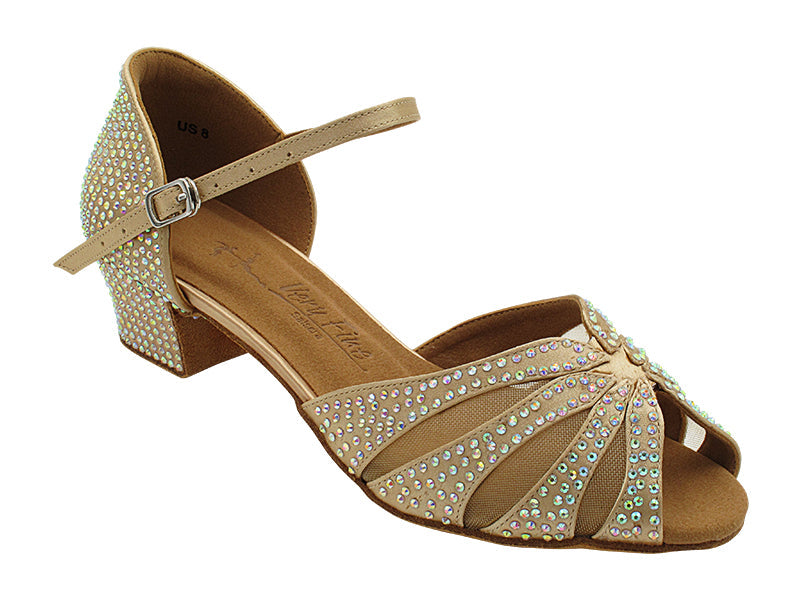 SERA3850CC 283 Flesh Satin & Flesh Mesh with 1.5" Medium Heel (NTD) in the photo