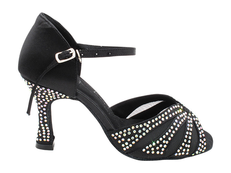 SERA3850CC Black Satin & Black Mesh with 3" Heel (5059) in the photo
